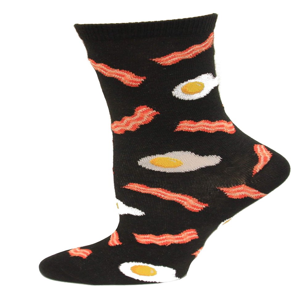 Hot Sox Kids Eggs And Bacon Socks 1 Pair, Black, Kids L/XL