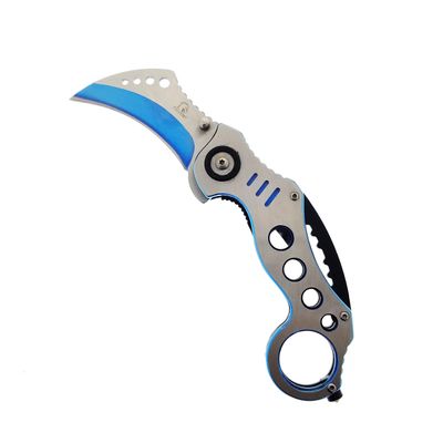 Falcon Claw Thumb Hole Opening Karambit Folding Pocket Knife 7.75 EDC Knife with 440 Stainless Steel Blade, Ring Handle & Pocket Clip, Camping & Everyday Utility Use