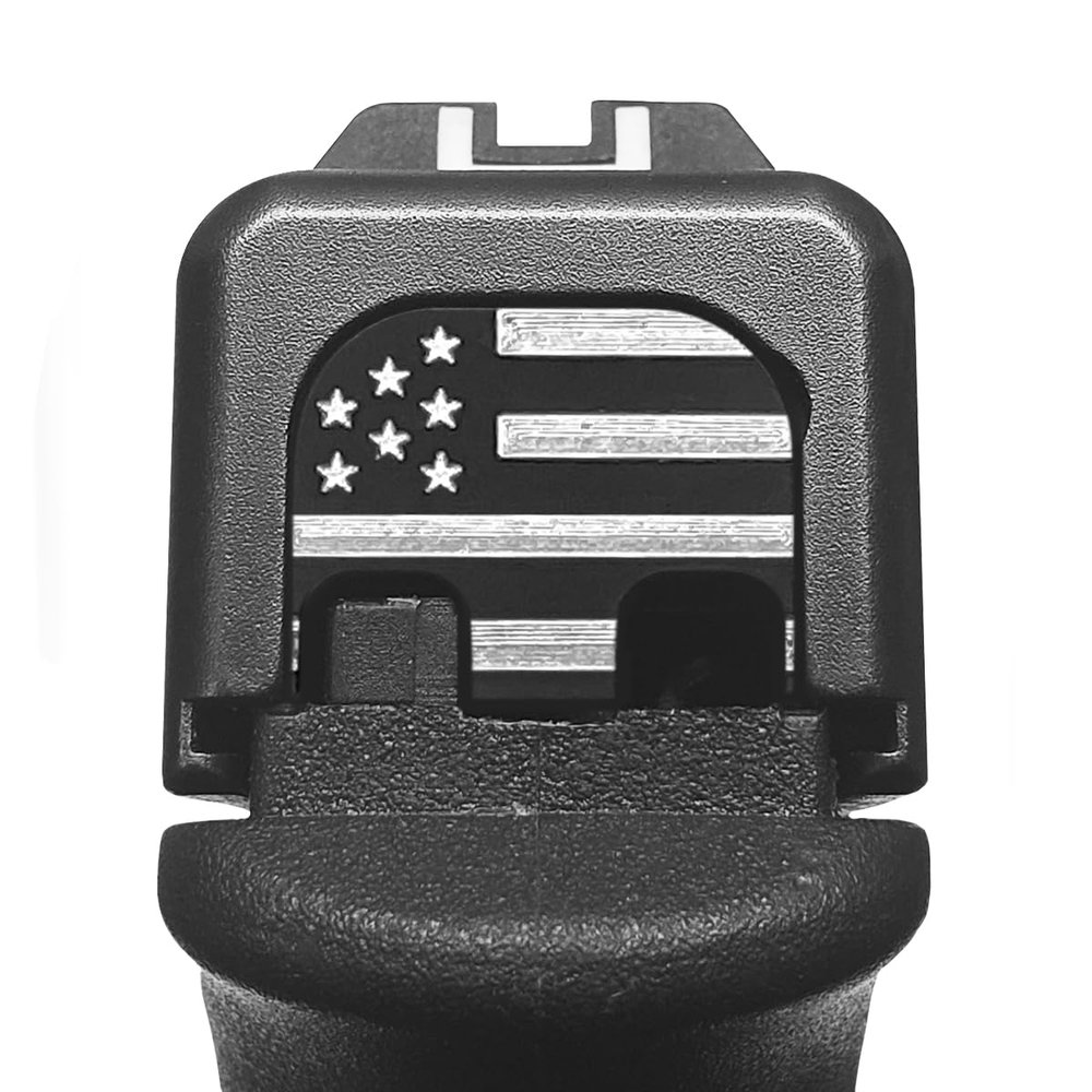 Milspin Slide Back Plate Compatible with Glock Gen 1-5 | American Flag | Veteran Made in USA I CNC Milled (Large Flag, Models G17-G41, G45)