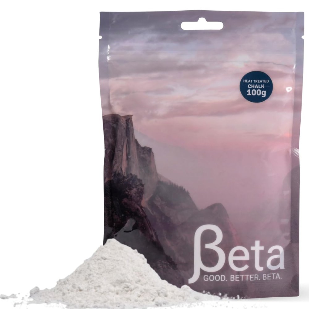 Beta Climbing Rock Climbing Chalk Heat Treated Premium Magnesium Carbonate. Ultra Dried Chalk for Ultimate Sweat Absorption. Powder Chalk for Climbing, Gym & Sports.100% of Profits Donated 100g/3.5oz
