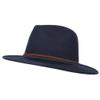 Unisex Braid Leatherette Band Trim Large Brim Polyester Fedora Hat - Navy L view 1