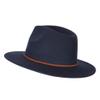 Unisex Braid Leatherette Band Trim Large Brim Polyester Fedora Hat - Navy L view 2