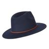 Unisex Braid Leatherette Band Trim Large Brim Polyester Fedora Hat - Navy L view 3