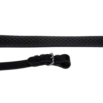 Rhinegold R195-BLK Italian Leather Flexible Grip Rubber Reins-Black, One Size