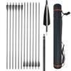 ZSHJGJR 34 Inch Carbon Arrows Archery Hunting Target Arrow Spine 500 with 4" Real Feathers 100 Grain Points Arrow Quiver Tube 12 Pieces (12 Pieces Arrows + Quiver) view 1
