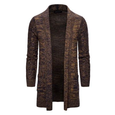 HZCX FASHION Men's Slim Fit Long Sleeve Open Front Cardigan Sweater with Pockets SJXZ1812-YM035-60-CO-US L Coffee