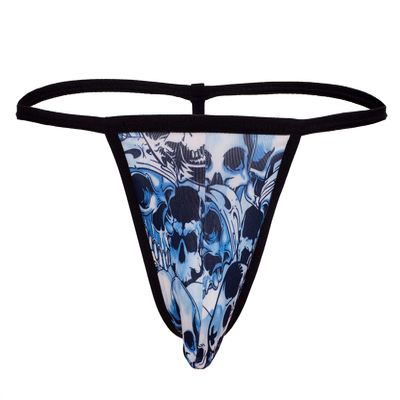 Swbreety Men's Skull Print G String Thong Bikini Underwear Briefs Underpants Blue
