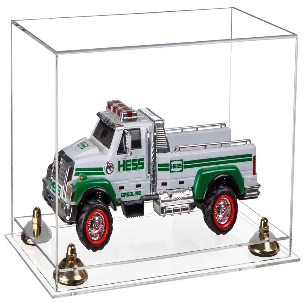 Better Display Cases Versatile Clear Acrylic Display Case - Medium Rectangle Box with Gold Risers and Clear Base 14" x 8" x 8.5" (A011-GR)