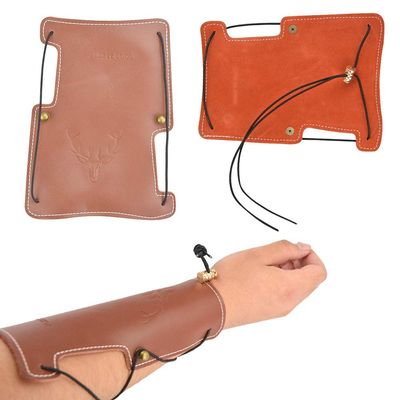 SHARROW Archery Leather Arm Guard Adjustable Protective Gear Armguard Bow Bracers Hunting Shooting Brown