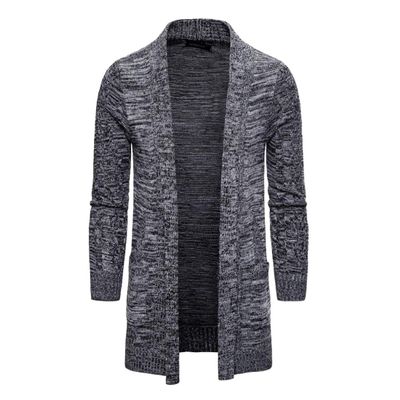 HZCX FASHION Men's Slim Fit Long Sleeve Open Front Cardigan Sweater with Pockets SJXZ1812-YM035-60-GR-US M Grey