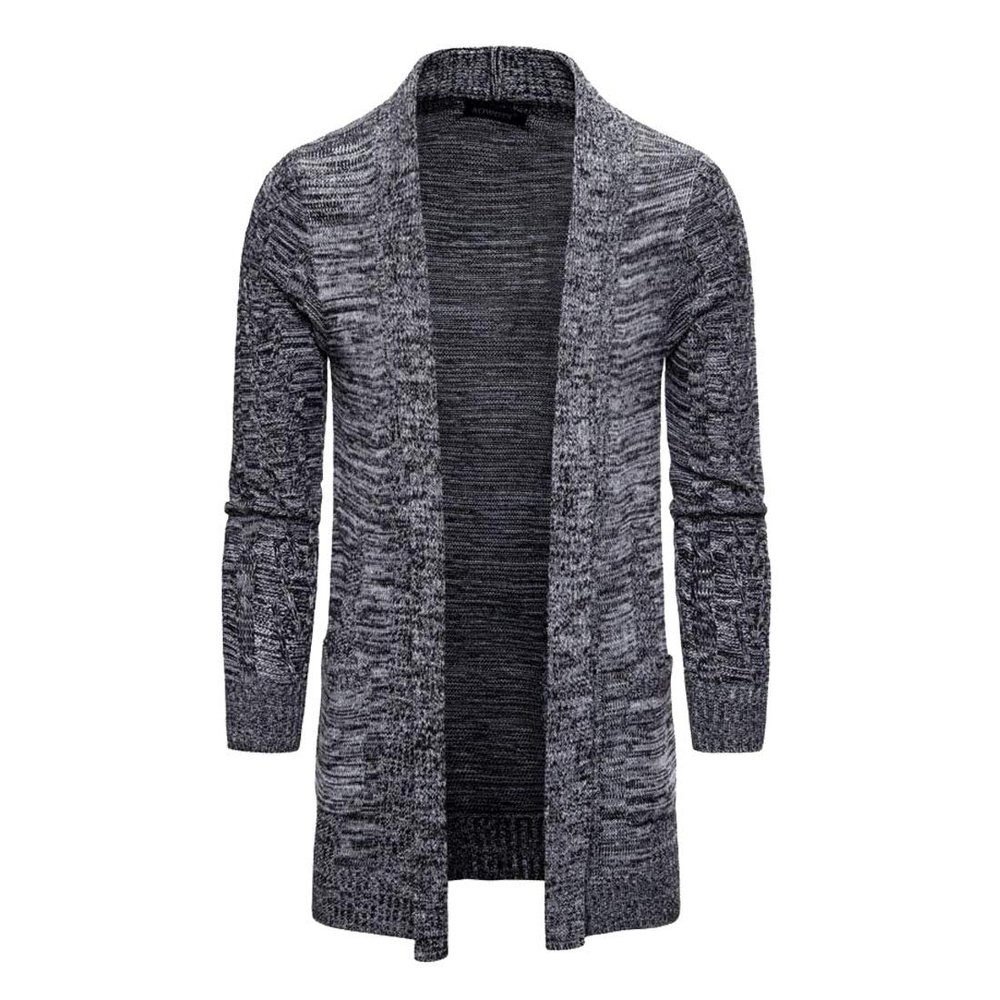 HZCX FASHION Men's Slim Fit Long Sleeve Open Front Cardigan Sweater with Pockets SJXZ1812-YM035-60-GR-US M Grey