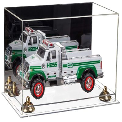 Better Display Cases Versatile Acrylic Display Case - Medium Rectangle Box with Mirror, Gold Risers and Clear Base 14" x 8" x 8.5" (A011-GR)