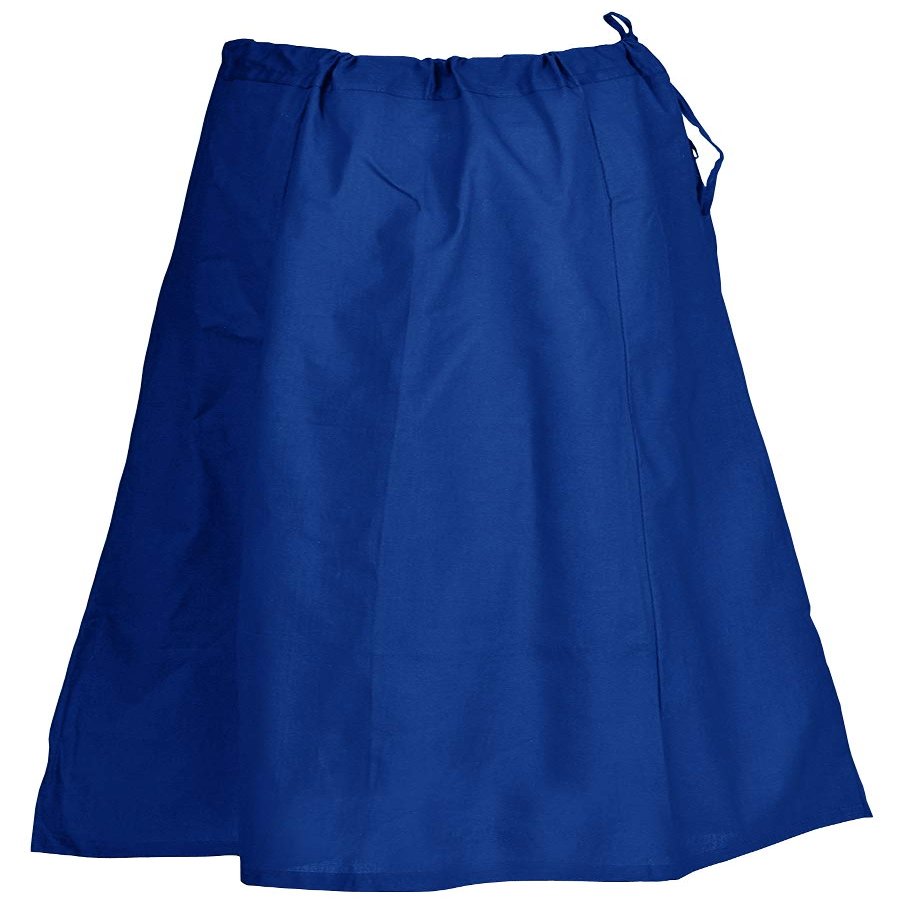 Indian Trendy Sari Petticoat Cotton Stitched Adjustable Waist Saree Underskirt Lining Skirt - One Size - Royal Blue