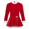 ACSUSS Women Mrs. Santa Claus Cosplay Costume Soft Velvet Ice Skating Dance Leotard Dress for Christmas Red Large view 4