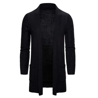 HZCX FASHION Men's Slim Fit Long Sleeve Open Front Cardigan Sweater with Pockets SJXZ1812-YM035-60-B-US M Black