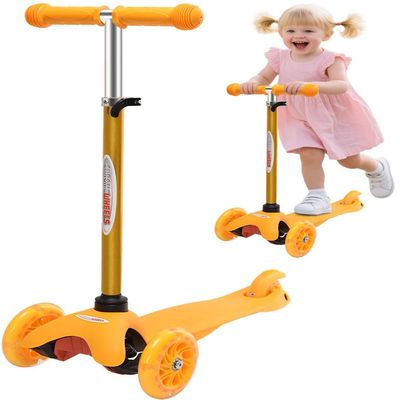 ChromeWheels Scooter for Kids, Deluxe 3 Wheel Scooter for Toddlers 4 Adjustable Height Glider with Kick Scooters, Lean to Steer with LED Flashing Light for Ages 3-6 Girls Boys, Yellow