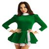 inlzdz Women's Figure Ice Skating Christmas Holiday Costume Winter Roller Skating Dance Tutu Dress Green X-Large view 1