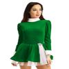 inlzdz Women's Figure Ice Skating Christmas Holiday Costume Winter Roller Skating Dance Tutu Dress Green X-Large view 3