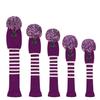Scott Edward Purple Stripes Golf Club Covers Set of 5 Fit for Driver Wood(460cc)*1, Fairway Wood*2,and Hybrid(UT)*2, (Violet) view 2