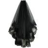 Black Lace Veil for Wedding Long Tulle Bridal Veil for Halloween Hair Accessory view 1