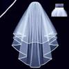 LeJulyeekay Wedding Bridal Cathedral Veil Halloween Headwear Long Black Veil for Women Girls view 2