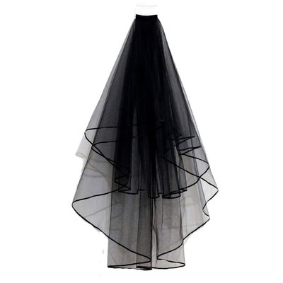 Black Lace Veil for Wedding Long Tulle Bridal Veil for Halloween Hair Accessory