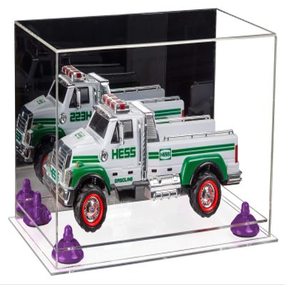 Better Display Cases Versatile Acrylic Display Case - Medium Rectangle Box with Mirror, Purple Risers and Clear Base 14" x 8" x 8.5" (A011-PR)
