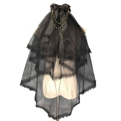 Black Lace Edge Bridal Wedding Veils with Comb Black Lace Wedding Halloween Veil