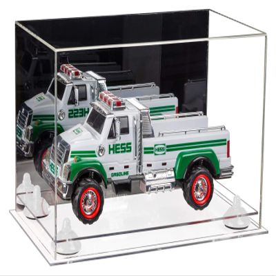 Better Display Cases Versatile Acrylic Display Case - Medium Rectangle Box with Mirror, White Risers and Clear Base 14" x 8" x 8.5" (A011-WR)