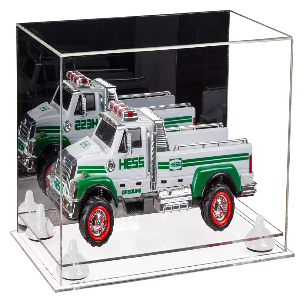 Better Display Cases Versatile Acrylic Display Case - Medium Rectangle Box with Mirror, White Risers and Clear Base 14" x 8" x 8.5" (A011-WR)