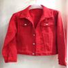Hiuwa Spring Autumn Women Clothing Cowboy Coat Loose Long Sleeve Short Female Denim Jacket White Black Blue Pink Bomber Jacket Coats Red M view 2