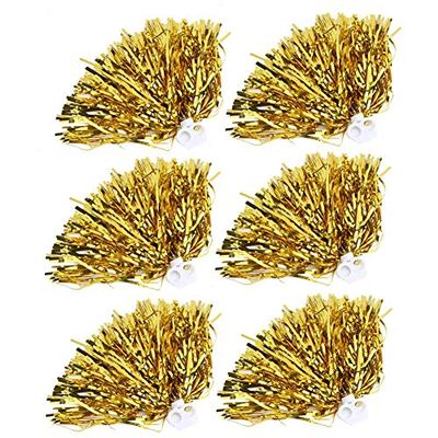 VGEBY1 Sports Pom Poms, 6pcs Cheerleader Pom Poms Sports Dance Cheer for Cheering Squads, Stage Performances and Sports(Gold)