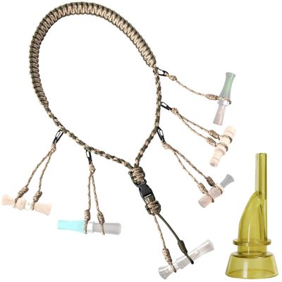 GLORYFIRE Duck Call Lanyard with Removable Drops Secures 11 Call Premium Real Nylon Game Call Lanyard Hand Braided Camo 550LB Paracord Goose Calls for Predator Ducks