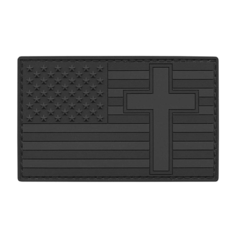 Christian Flag Patch PVC American Flag Patch Compatible with Velcro Christian Patches for Backpacks Christian Patch for Caps PVC Patches Christian Morale Patches for Hats (Blackout Subdued)