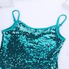 winying Girls Adjustable Shoulder Straps Shiny Sequins Tank Top Camisole Party Stage Show Vest Sequined Lake_Blue 12 (XL) view 2