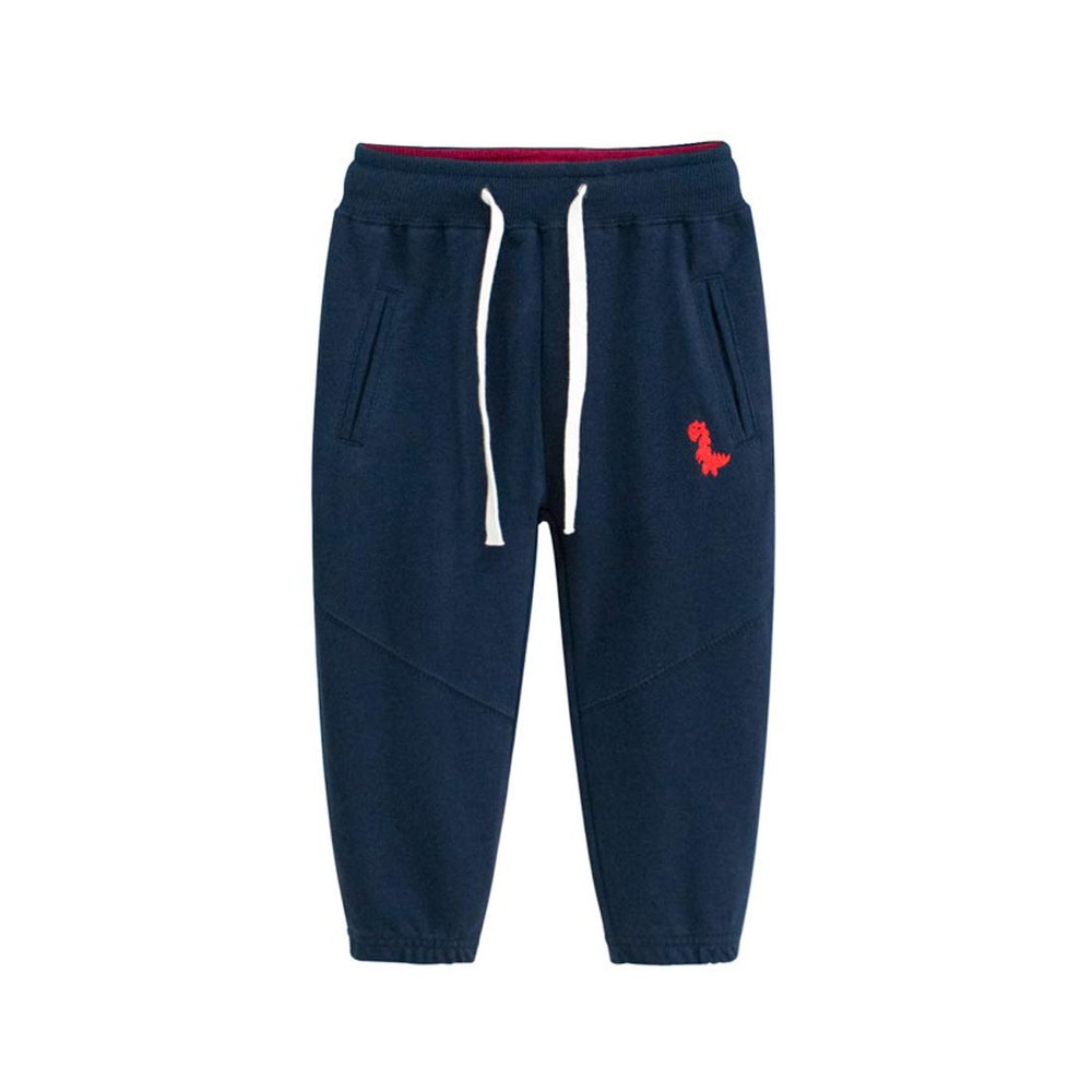 EISHOW Toddler Boys Girls Cotto Sweatpant Jogger Pants Cartoon Dinosaur Active Sports Leggings for Kids 2-7 Years Old (Navy,1-2 Years)