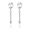 Fusamk Punk Rock Stainless Steel Cross Ear Clip Earrings Long Chain Drop Dangle Earrings(Silver) view 1
