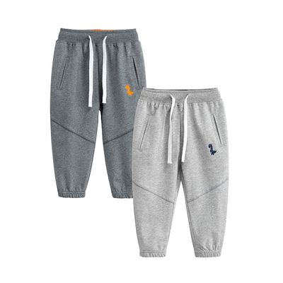 EISHOW Toddler Boys Girls Cotto Sweatpant Jogger Pants Cartoon Dinosaur Active Sports Leggings for Kids 2-7 Years Old (Gray + Light Gray,1-2 Years)