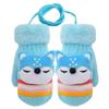 Winter Children Full Finger Knitting Wool Gloves Warm Fuzzy Lining Boys & Girls Knit Gloves Cartoon Girls Mittens (Light blue, L(for 3-6 Years Old)) view 1