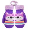 Winter Children Full Finger Knitting Wool Gloves Warm Fuzzy Lining Boys & Girls Knit Gloves Cartoon Girls Mittens (Purple, S(for 1-3 Years Old)) view 1