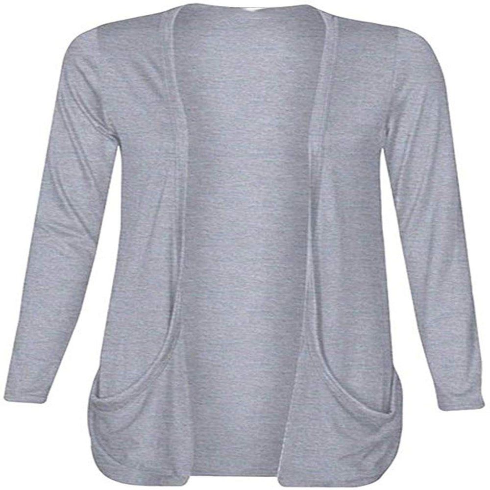 Loxdonz Kids Girls Boyfriend Cardigan Open Front Casual Long Sleeve Fashion Top with Pockets Age 5-13 Years (7-8 Years, Grey)