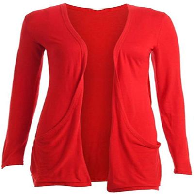 Loxdonz Kids Girls Boyfriend Cardigan Open Front Casual Long Sleeve Fashion Top with Pockets Age 5-13 Years (9-10 Years, Red)