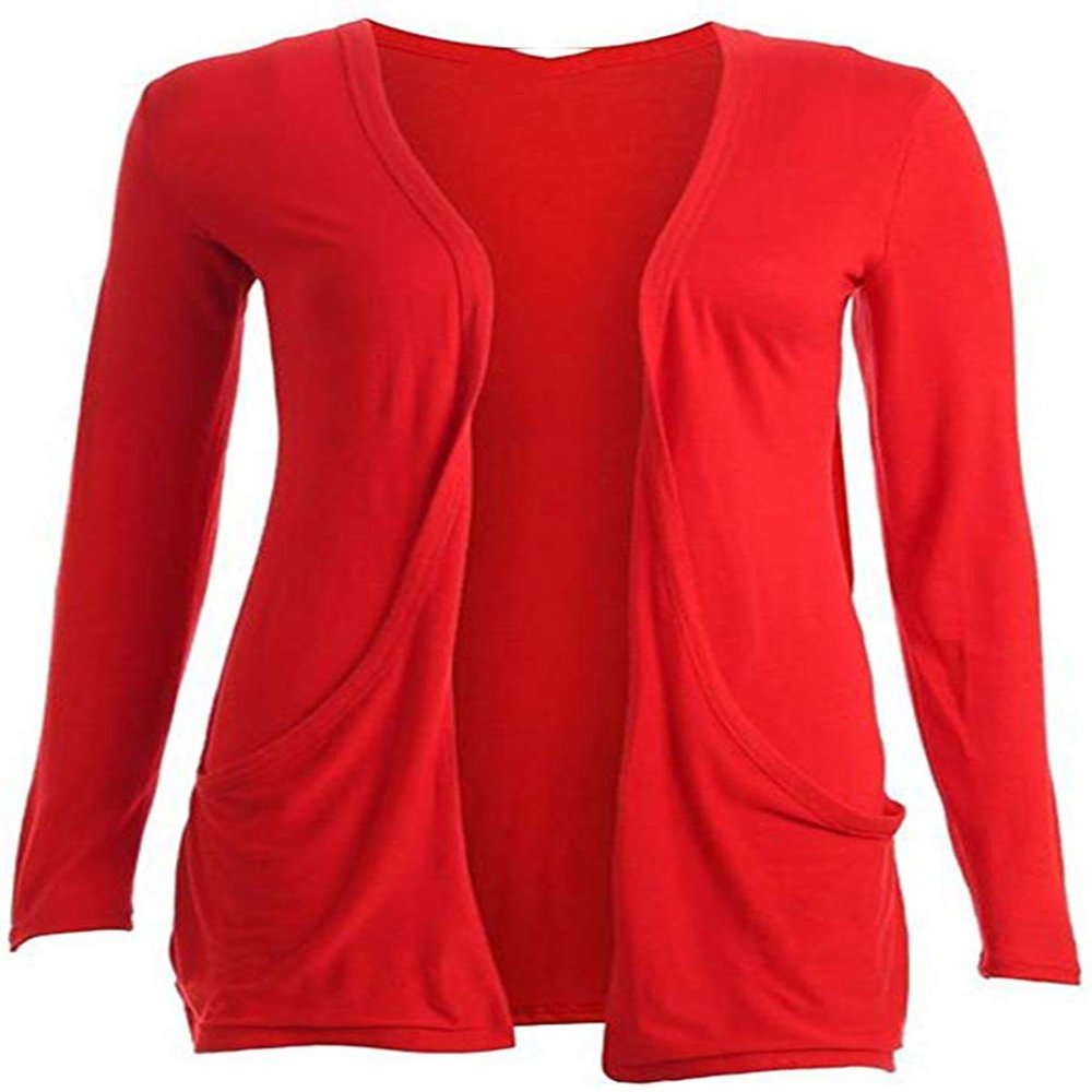 Loxdonz Kids Girls Boyfriend Cardigan Open Front Casual Long Sleeve Fashion Top with Pockets Age 5-13 Years (9-10 Years, Red)