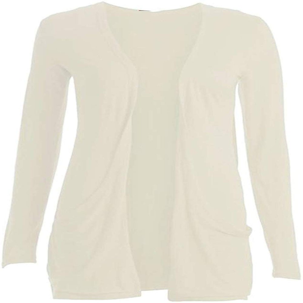 Loxdonz Kids Girls Boyfriend Cardigan Open Front Casual Long Sleeve Fashion Top with Pockets Age 5-13 Years (5-6 Years, Cream)