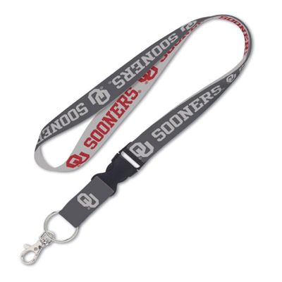 WinCraft Oklahoma Sooners Lanyard with Detachable Buckle, 1" - Grey
