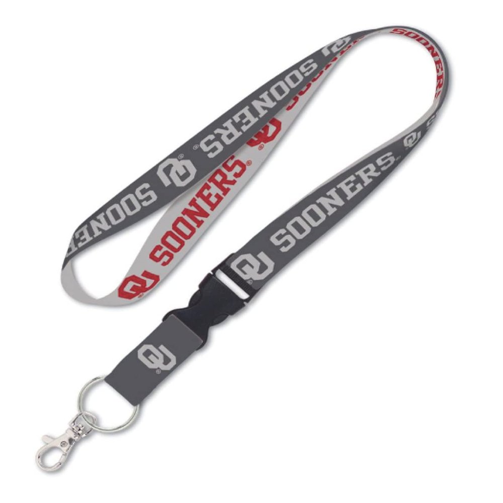 WinCraft Oklahoma Sooners Lanyard with Detachable Buckle, 1" - Grey