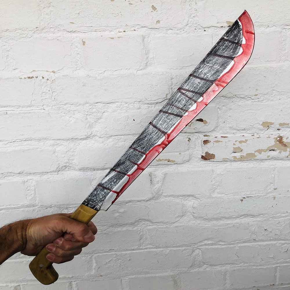 BLOODY MACHETE , Fake weapon , Full Size, Scary Blood Stained JASON KNIFE , Halloween Accessories , Realistic Foam Prop , Costume Weapons , Full Size , Cosplay , Jungle Blade , Crocodile Hunter