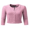 JSCEND Women's 3/4 Sleeve Crew Neck Button Down Cotton Knit Cropped Cardigan Sweater LIGHTPINK XL view 1