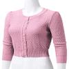 JSCEND Women's 3/4 Sleeve Crew Neck Button Down Cotton Knit Cropped Cardigan Sweater LIGHTPINK XL view 2