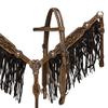 Showman Leather Headstall & Breast Collar Set w/Brown Suede Fringe & Floral Tooling view 1